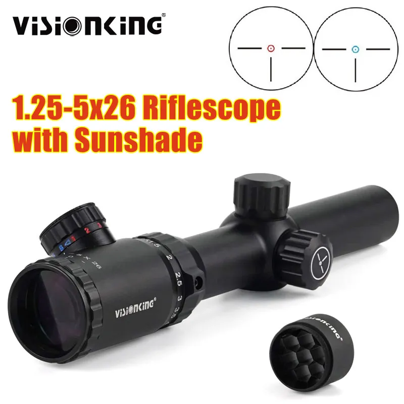 Visioning 1,25-5x26 Red Dot Kariflescope Widok optyczny dalekiego zasięgu Sniper Sniper Sniper Polope Szerokie pole widzenia