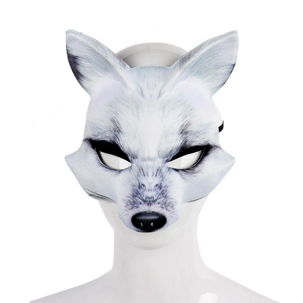 Halloween Party Props EVA Half Face White Fox Mask