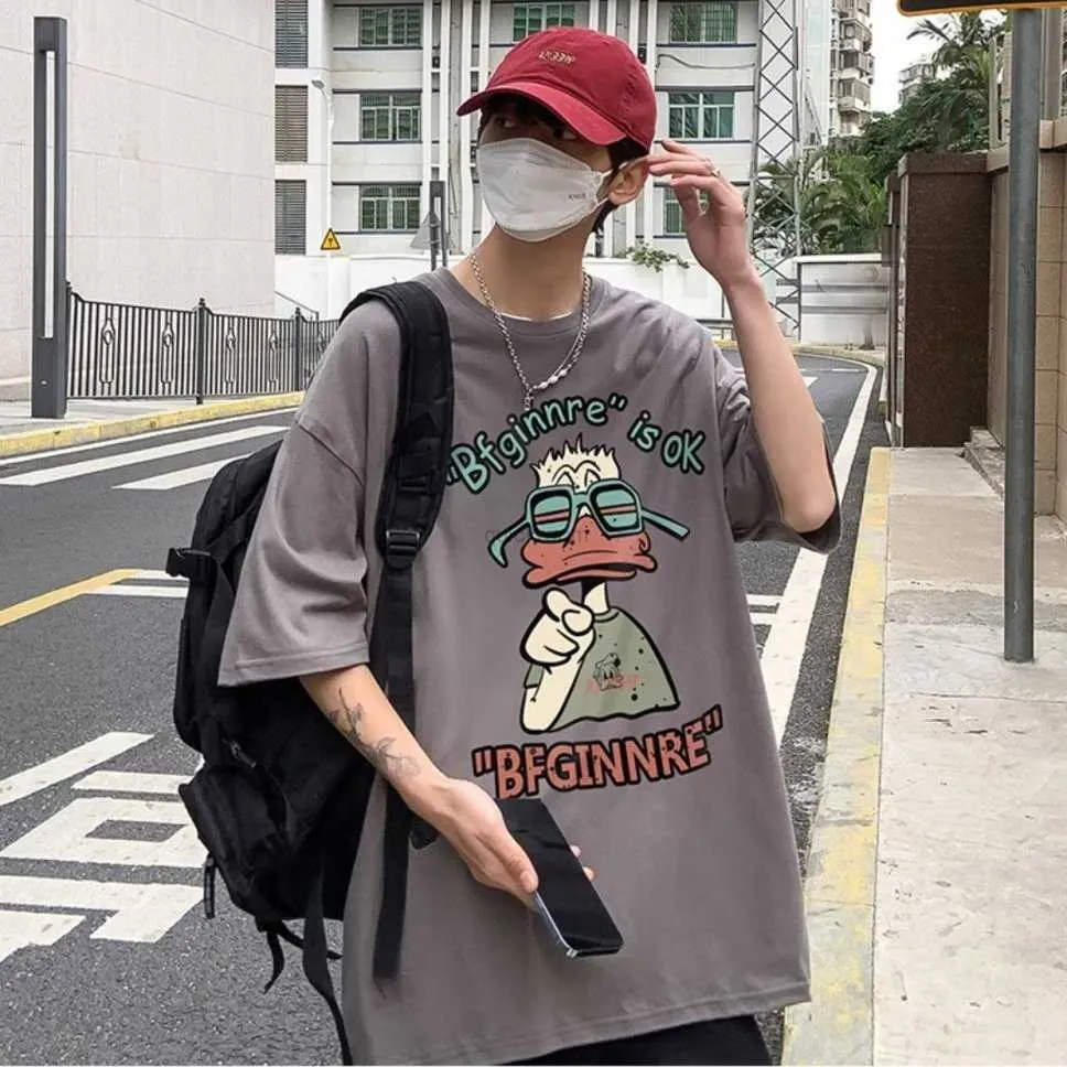 Designer Fashion Clothing Hip hop Tees Rock Tshirts 100 Cotton American Cartoon Anime Print Short Sleeve Tshirt Mens Summer Ins High Street Hip Hop Loose Half Sleeve T