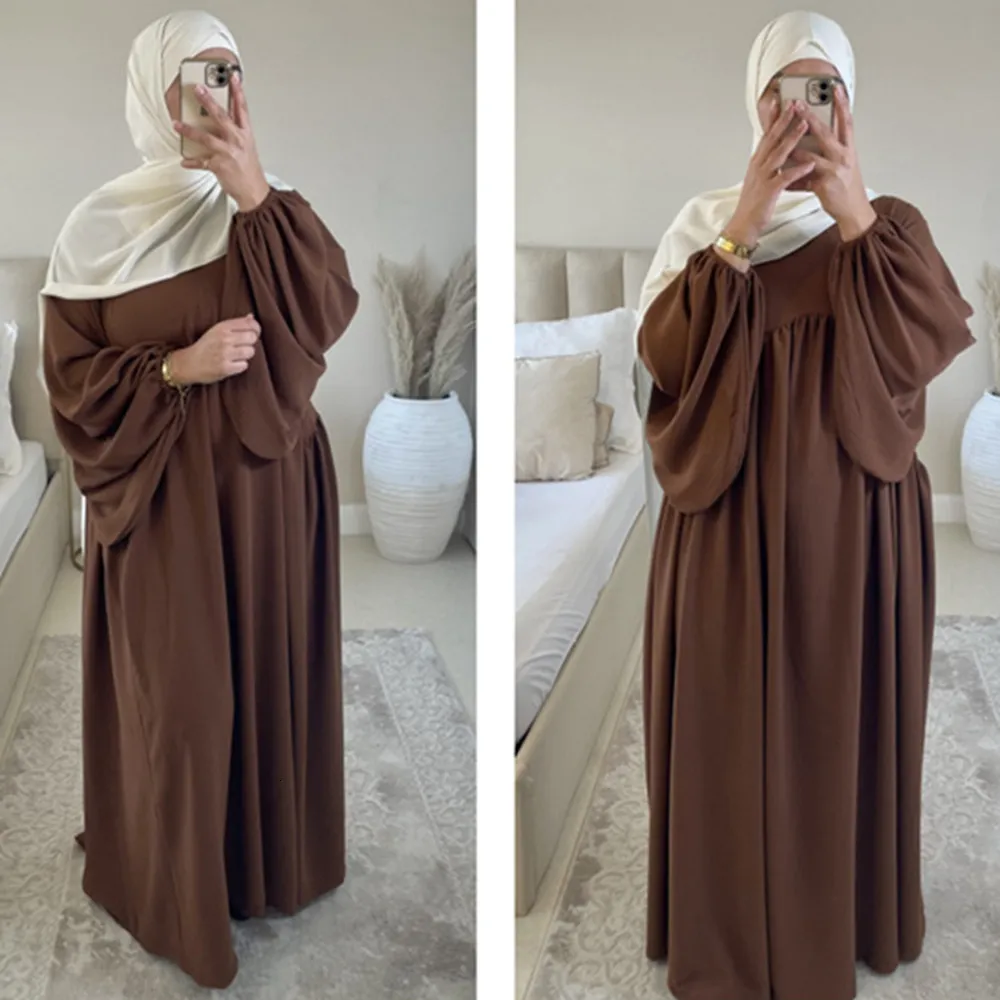 Etnik Giyim Ovası Abaya Elbise Uzun Kollu Müslüman Kadınlar Gevşek Çöp Afrika Elbiseleri İslam Dubai Mütevazı Kaftan Eid Dua Giyim Jilbab 230721