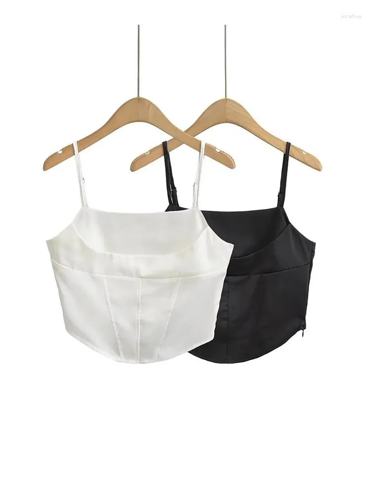 Tanks de femmes Summer White satin satin slim crop top cami fashion chic for women