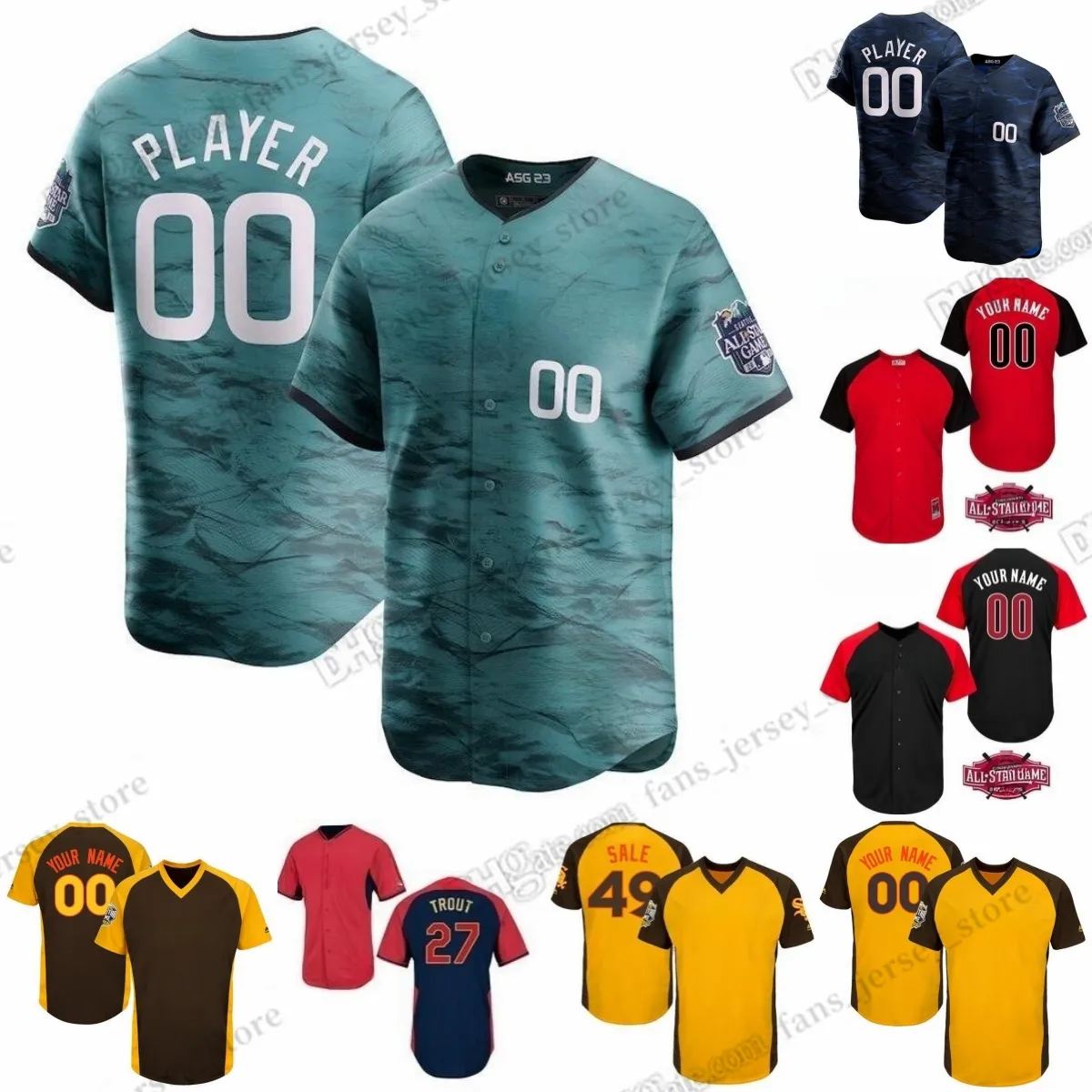 S-6XL 2023 All-Star Baseball Jerseys Harper Rizzo Trout Donaldson Machado Sale Lindor Custom أي اسم أي رقم يخيط جيرسي