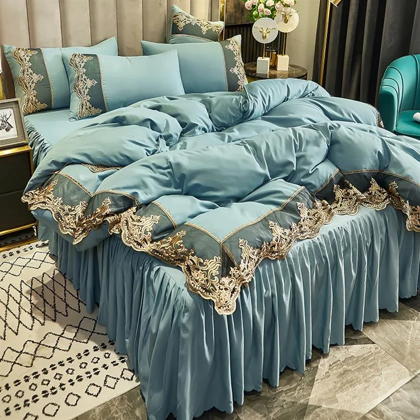 wit beddengoed sets cover kant rand queen bed dekbedden sets kussenslopen luxe kingsize beddengoed sets woondecoratie 738 R21853