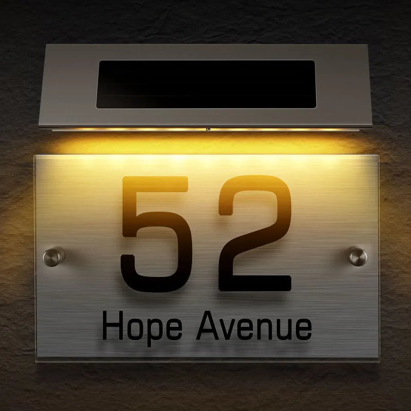 Luz LED 0-9 Con Energía Solar, Número De Dirección De Casa, Placa De Puerta De Calle Y Carretera, Lámpara De Pared, Placa De Dirección De Puerta De Casa - AliExprs