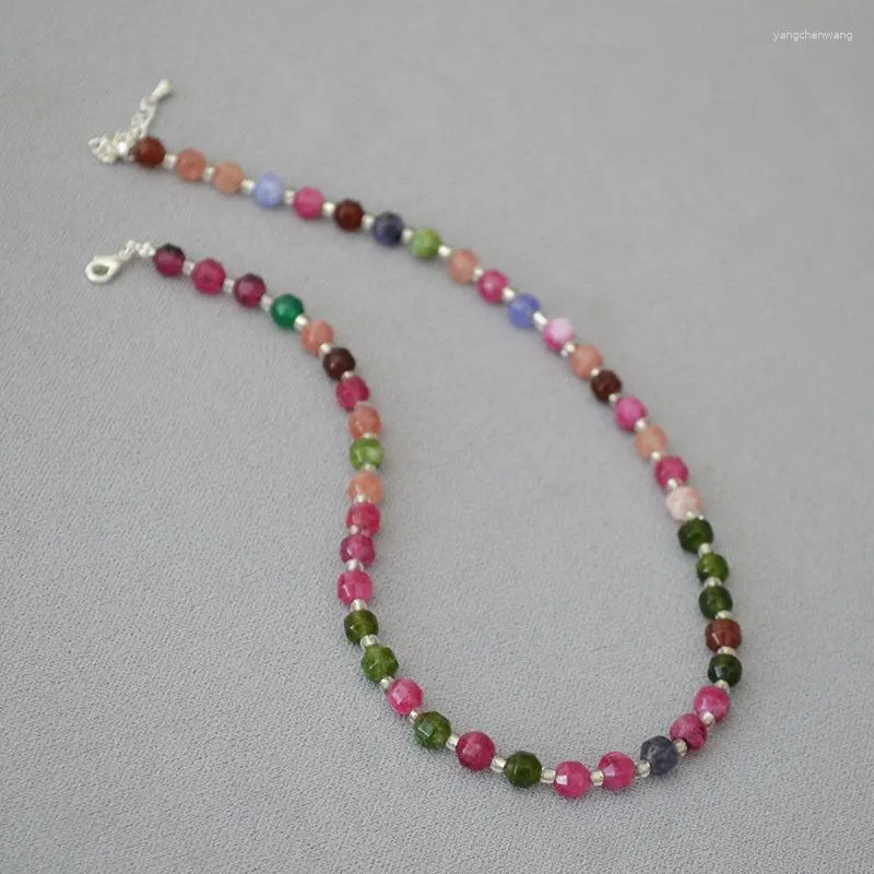 Choker LONDANY Necklace Summer Colorful Faceted Candy Color Tourmaline True Stone Beads Sweet Temperament Collar Chain Female