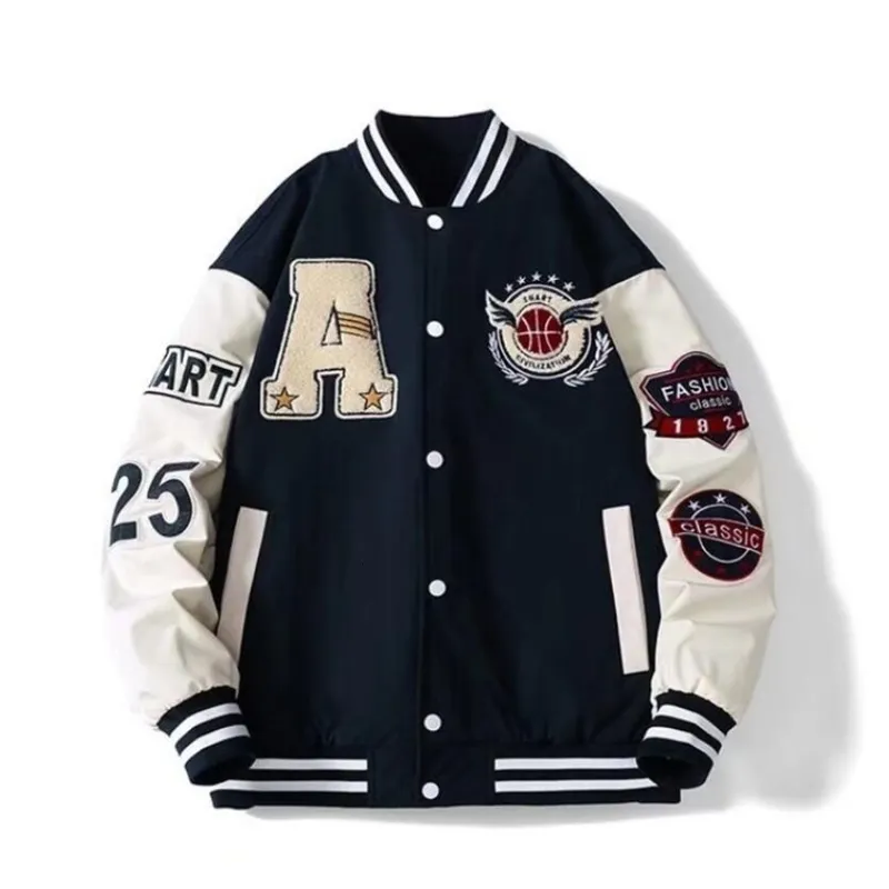 Giacche da uomo American Retro Furry A Letter Giacche ricamate Cappotto Uomo Y2K Street Hip Hop Trend Uniforme da baseball Coppia Casual Giacca allentata 230721