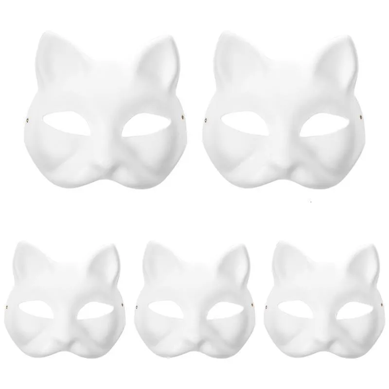 Parti Maskeleri 510pcs Boyasız Maskeli Boş Boş Kağıt Cadılar Bayramı Kedi Cosplay Pulp Mask Dekor 230721