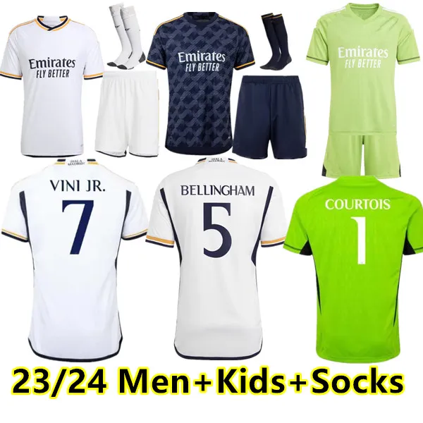 23 24 MBAPPE 축구 유니폼 Rodrgo Camiseta Vini Jr Camavinga Tchouameni 축구 셔츠 레알 마드리드 Camiseta de Futbol Bellingham 남자 아이들 양말 양말 키트