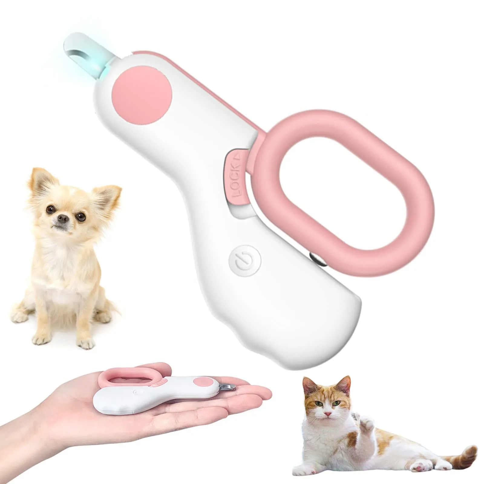 Cortadores de unhas para animais de estimação Aparadores de unhas para cães com luzes LED Ferramentas profissionais de cuidados de beleza para evitar cortes excessivos Adequado para cães minúsculos, gatos, coelhos, pássaros, filhotes, gatinhos