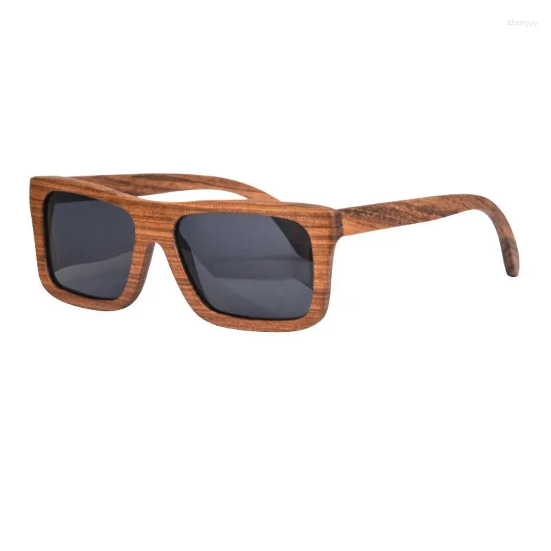 Óculos de sol polarizados masculinos feitos à mão em madeira vintage quadrado Y2k primavera dobradiça óculos natureza pêra 6010