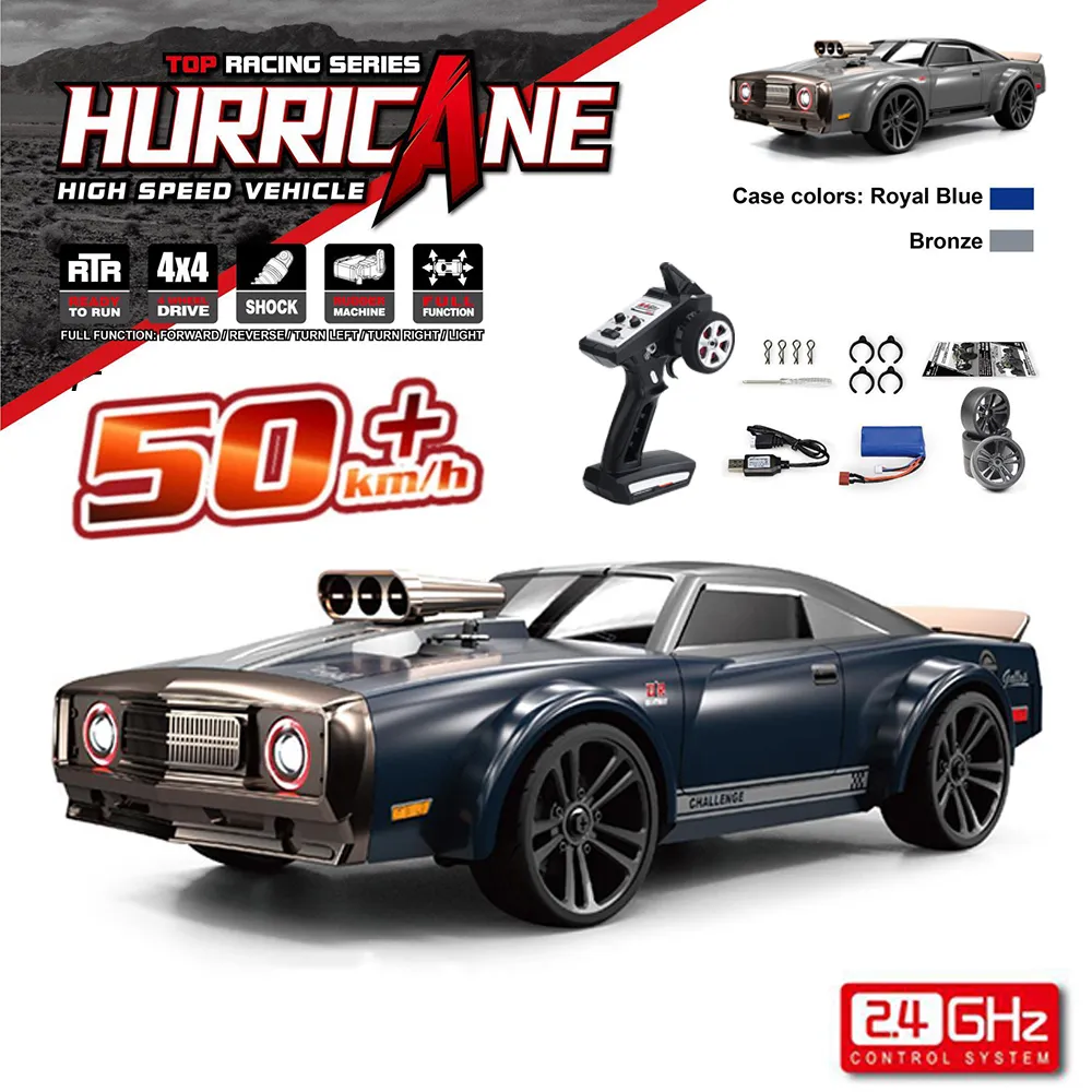 Electric RC Car 16303 1 16 50KM H RC 4WD With LED Remote Control Muscle High Speed Drift Racing Vehicle for Kids vs Wltoys 144001 Toys 230721