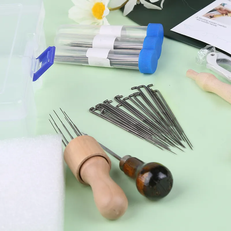 IMZAY 60Pcs Wool Felting Needles Kit With Needle Felting Tool Holder Glue  Stick Finger Cot Plastic Awl Needle Felting Tools