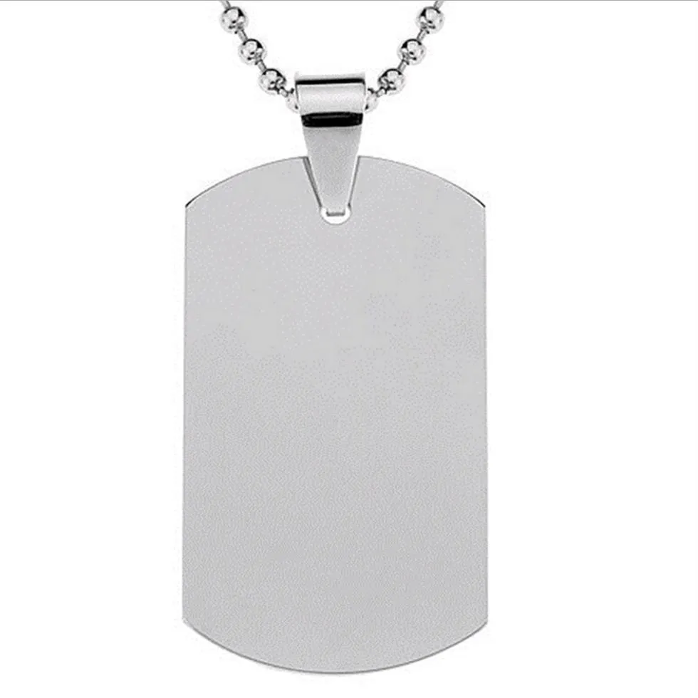 DHL Blank Engravable Acciaio inossidabile Dog Tag Forma militare Ciondolo da uomo per ragazzi Personalizzato 100 pezzi / lotto Whole206A