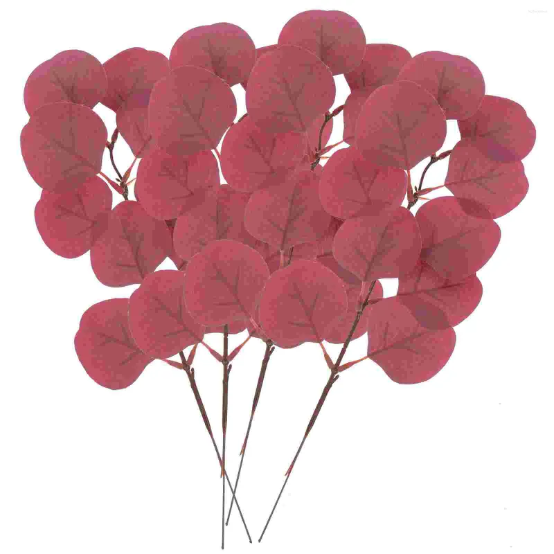 Flores decorativas 4 unidades Decorações Folha Chic Faux Eucalyptus Ramos Guirlanda Festa Casa Delicada Erva Falsa Hastes Acessórios