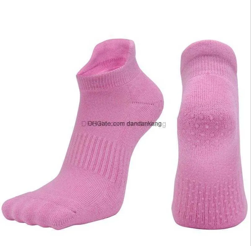 Anti-Slip Respirant Hommes Femmes Toe-socks Printemps Automne Running Coton Silicone Dots Chaussettes Adulte Cyclisme Chaussette Pantoufle avec Grip Home Pilates Floor Bas Acces