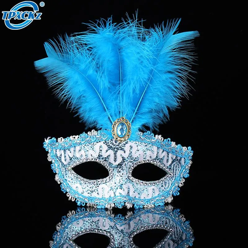 Masque de fête femmes mascarade luxe plumes de paon demi masque Cosplay Costume masque vénitien pour enfants