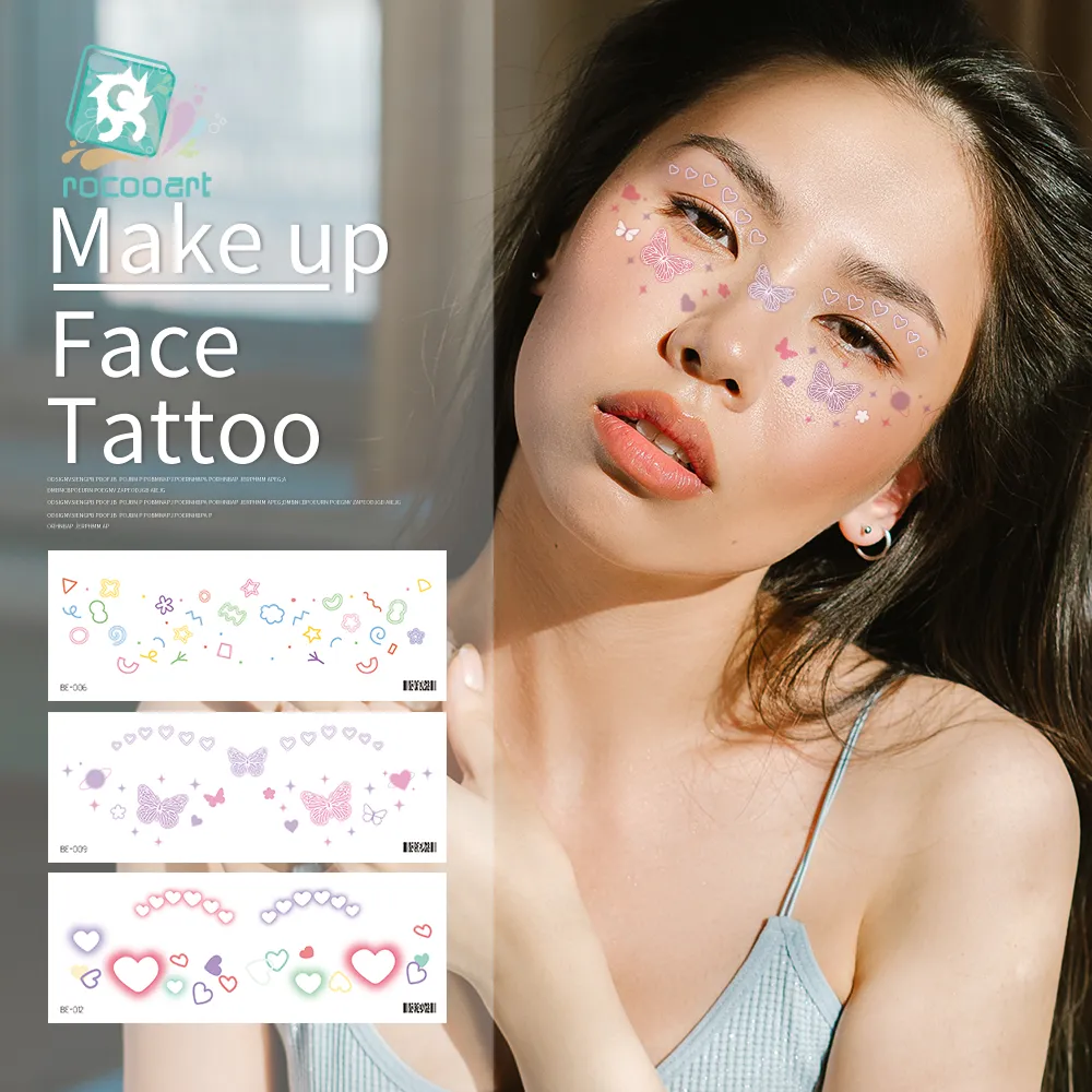 1 pacote Face Flash Tattoo Festival Party Body Sweet Face Art Tattoo Sticker Decalques para os olhos Sombra para os olhos Sardas Corretivo Padrões de pontos