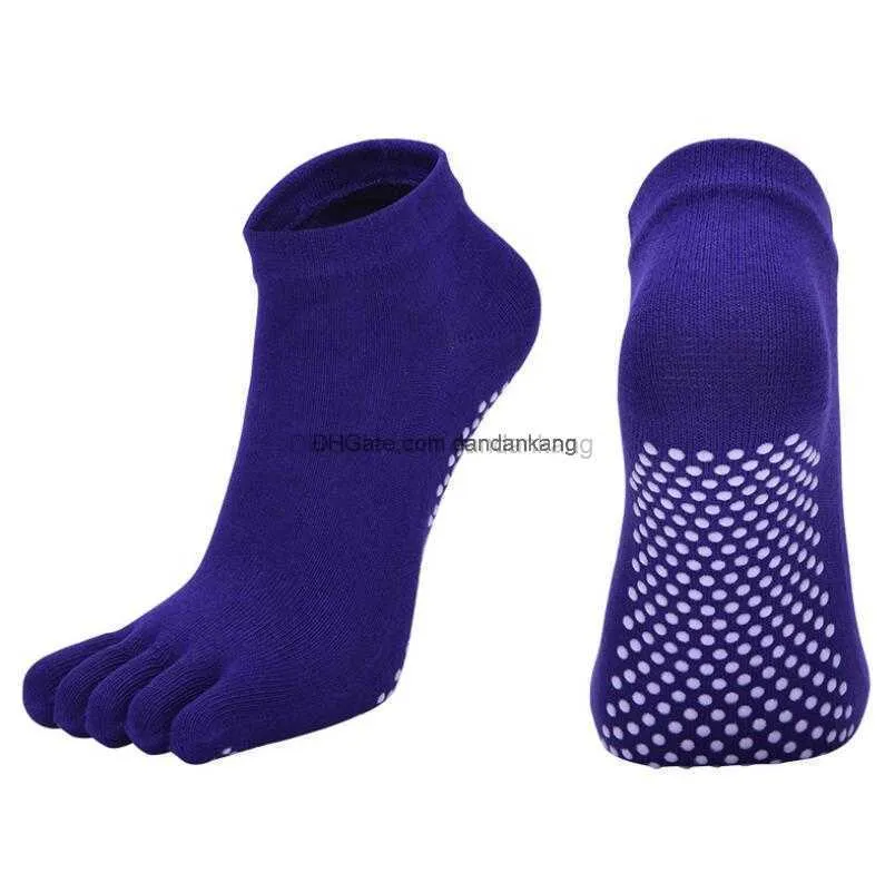 Vrouwen Antislip Yoga Sokken ballte meisjes antislip Dames pilates Vijf Vingers Fitness Gym Sport 5 Teen Sok Slipper met Grip Thuis Vloer Enkelkous