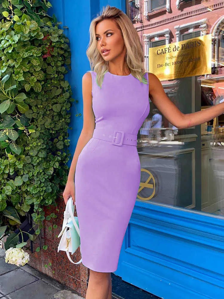 Lilac Bandage Bodycon Dress Women's Fashion, Elegant Evening Party,  Belted Waist, New Summer Club Outfit, Purple Dresses