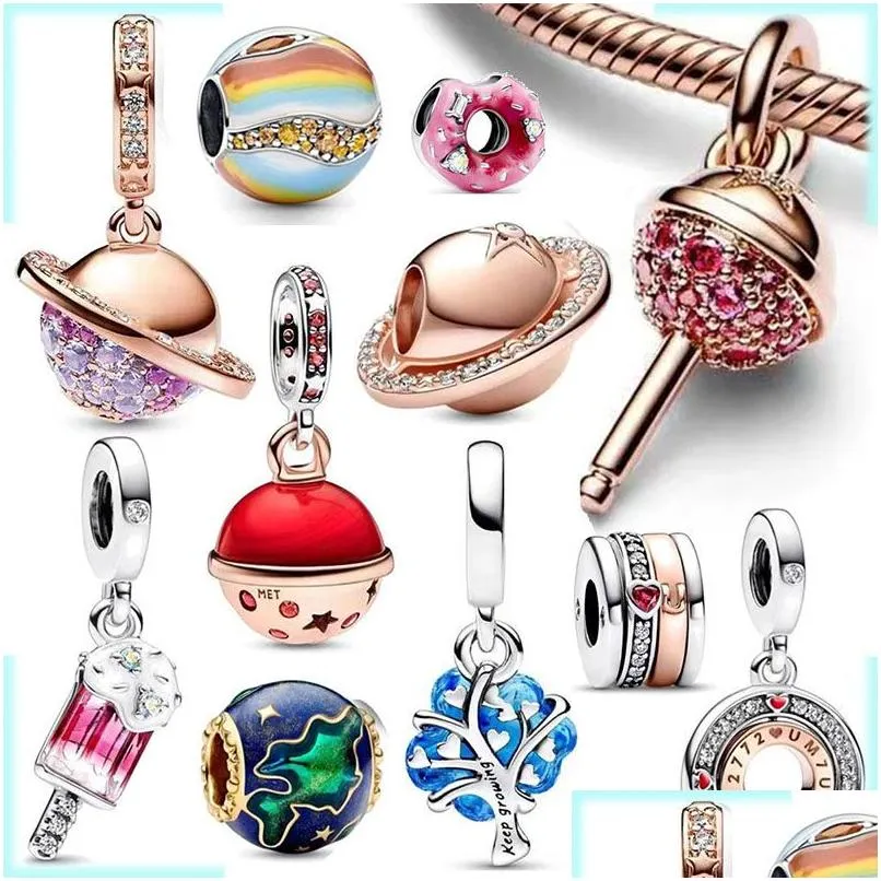 Charms 925 Sterling Sier Pandora Charm 2023 Najnowsze wszechświane serie koraliki odpowiednie dla prymitywnej damskiej bransoletki żeńska biżuteria DHU3P