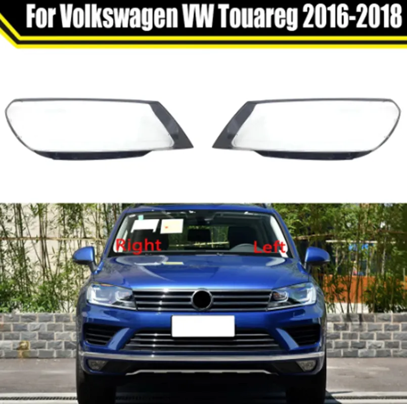 Bilstrålkastare täcke linsglasskal strålkastare transparent lampskärm bilhuvudlampor för Volkswagen VW Touareg 2016-2018
