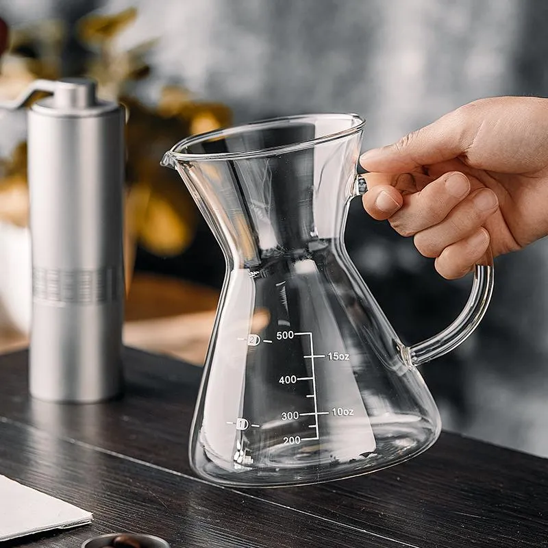ツール500mlガラスコーヒーシェアポットコーヒーケトル再利用可能なコーヒーポット耐熱性ティーポットコーヒーの調理器具カフェバリスタ用