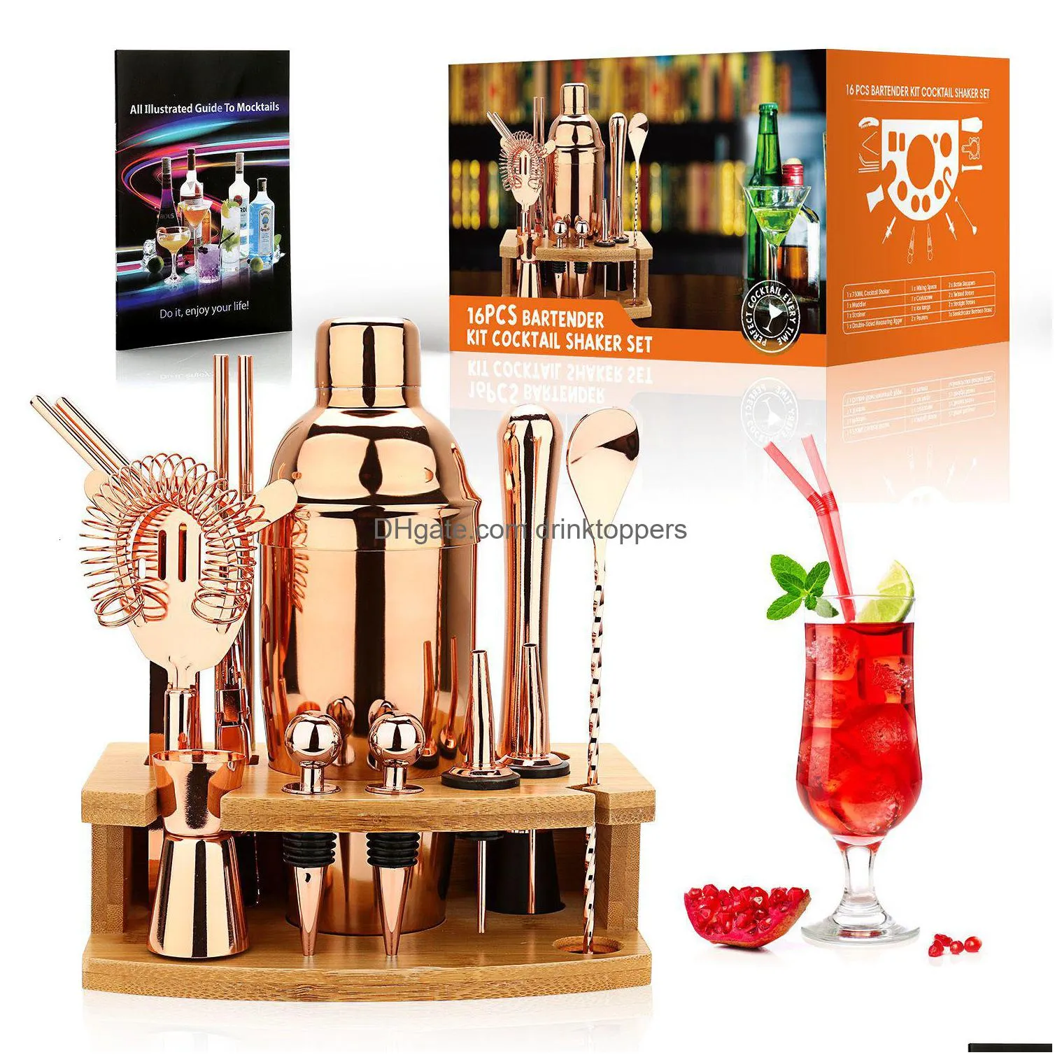 Bar Tools Cocktail Shaker Making Set Kit Barman En Acier Inoxydable 750Ml Mélangeur Vin Martini Boston Pour Drink Party Drop Delivery Hom Dhcdw