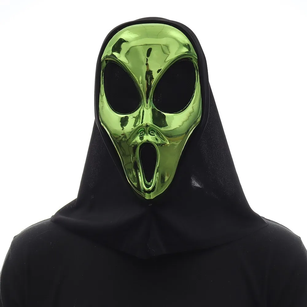 Groene Alien UFO Masker Cosplay Aliens Monster Plastic Helm Halloween Carnaval Maskerade Dress Up Party Volwassen Kinderen Kostuum Rekwisieten