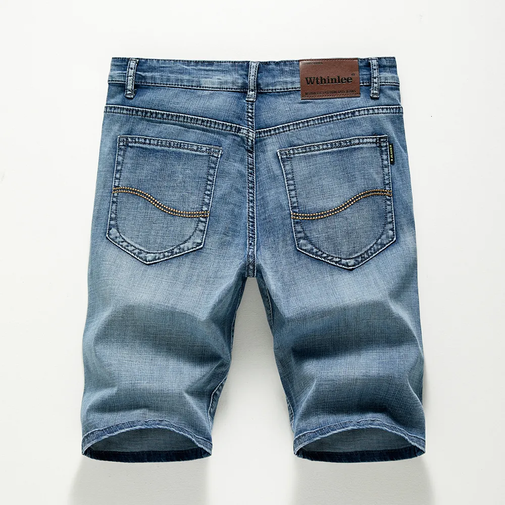 Herren Shorts Sommer Jeans Männer Denim Hosen Stretch Dunkelblau Mode Design Dünne Gerade Männliche Kurze Hombre 230721