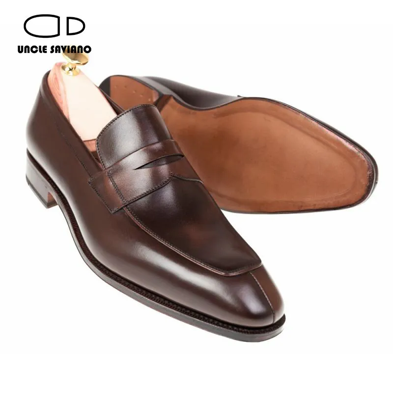 Mens Leather Loafers Formal Dress Shoes, Wedding Best Man Shoes