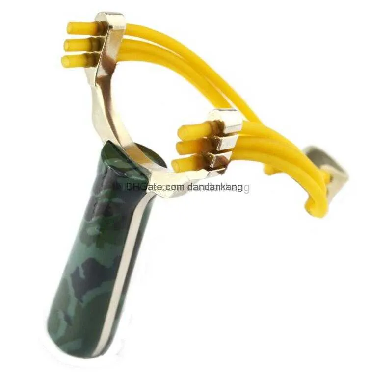 Kraftfulla jakt slingshot sling skjutet aluminium legering gummiband slingshot kraftfullt handled stål sling skjutskyttar katapult