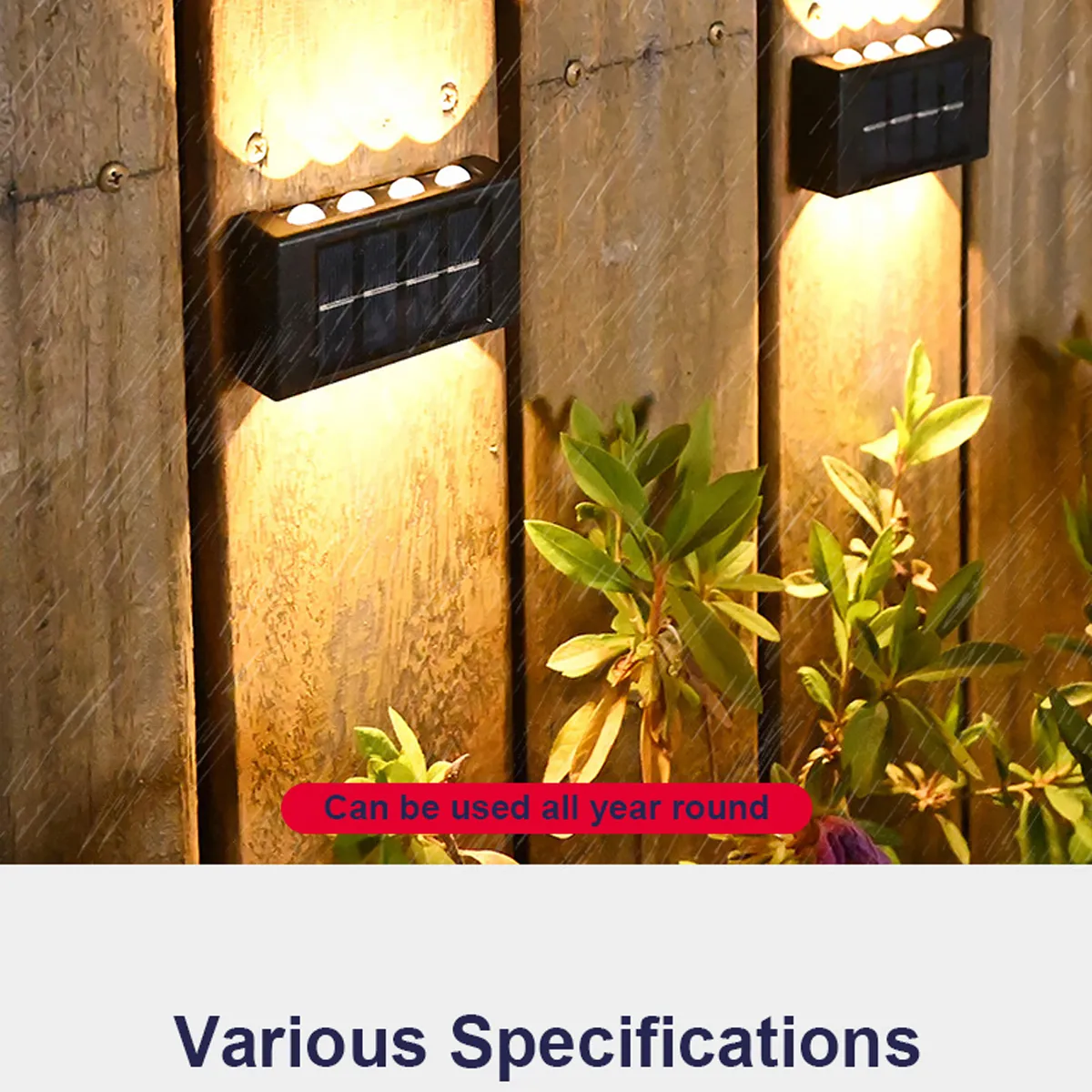 Solar Wall Interaction Lamp Outdoor 10 LED Warm Light IP65 Waterproof Up And Down Solar Luminous Lighting Balcony Yard Garden Decoration Solar Powered Street Light