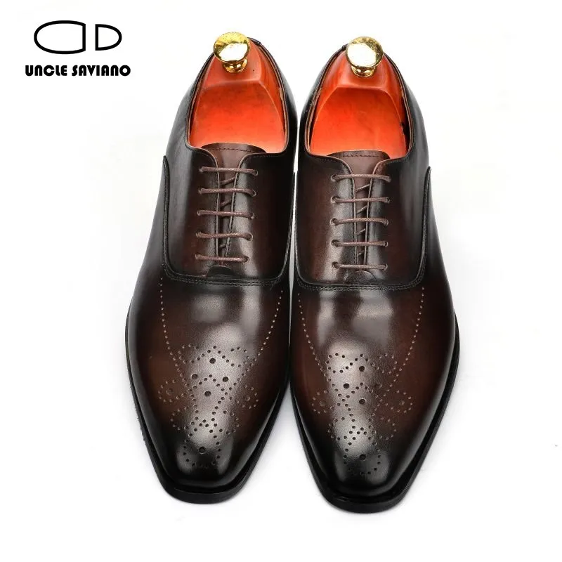 Brogue Fashion Dress Mens Saviano Wedding Uncle Oxford Best Man Shoe Handmade Office Office Designer Leather Leather Men 86 S