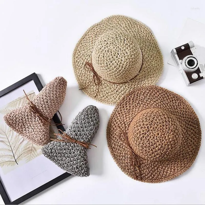 Geniş Memlu Şapkalar Moda Şapkası Yaz Kadınlar Katlanabilir Büyük Plaj Güneş Saman Saman Samanları İçin Zarif Tatil Seyahati 2023