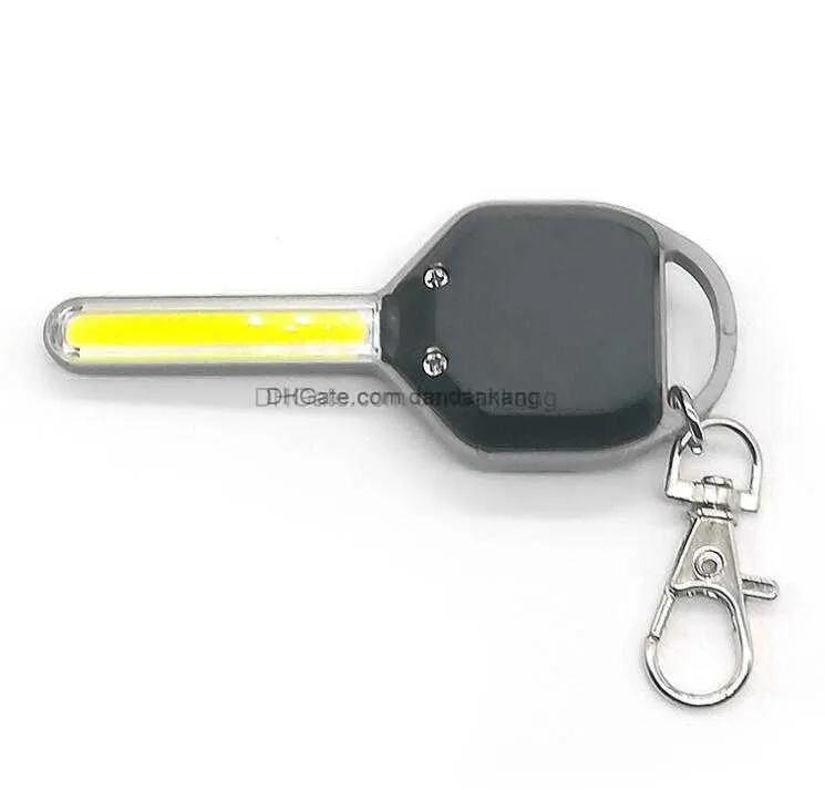 Mini Creative Novely Cob Key Shape Falllights Portable Keychain Lamp Key Ring Chain Torch Unlock Lights Climbing Button Fishing Torch