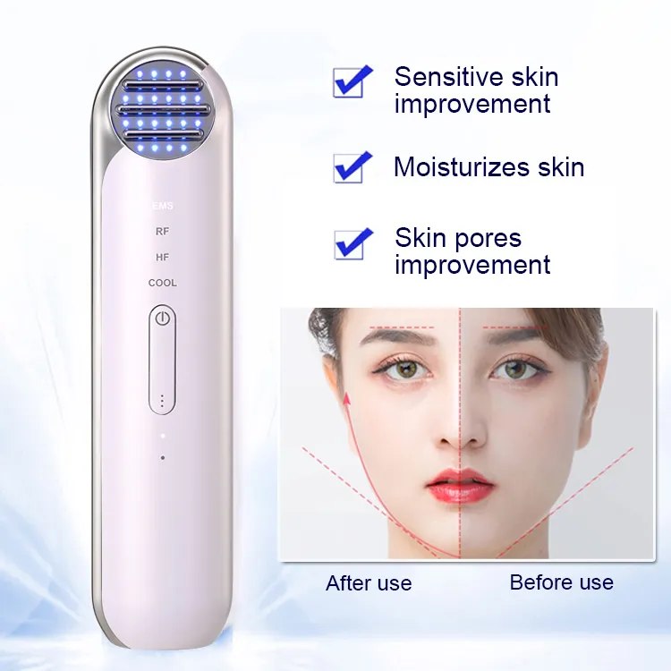 ICE Cold RF Face Lift Photon Therapy EMS Resserrement de la peau Lifting du visage Masseur Refroidissement de la peau et des pores Rétrécissement Anti-âge