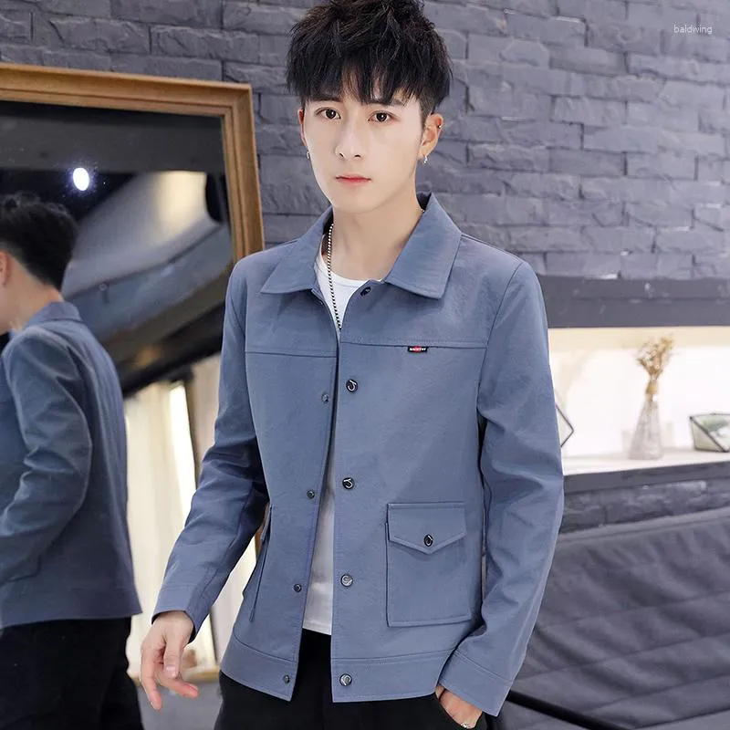 Мужская куртка курток весна 2023 г. Корейское платье личность и осенняя одежда красивая короткая обстановка для обстановки.