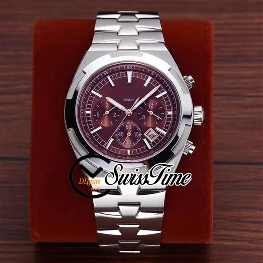 New Overseas 5500V 110A Wine Red Dial A2813 Automatic Mens Watch SS Steel Bracelet STVC No Chronograph STVC Watches SwissTi230C