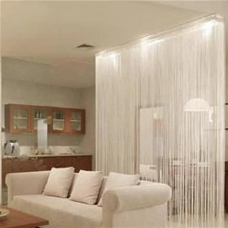 Cortina de corda de cor sólida 1 m 2 m partição de decoração Cortinas de porta românticas simples e elegantes para sala de estar Cortinas transparentes s275N