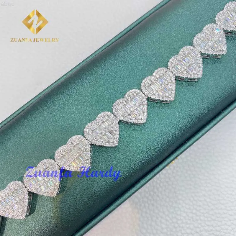 도매 심장 주얼리 패스 다이아몬드 테스터 925 스털링 실버 VVS 아이스 아웃 쿠바 링크 anklet 뱅글 Moissanite 팔찌 남성