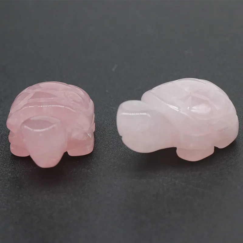 Natural Stone Carving 1 inch Tortoise Shape Crafts Ornaments Rose Quartz Crystal Healing Agate Animal Decoration