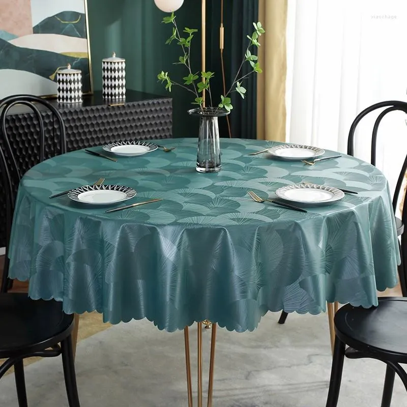 Table Cloth Round Tablecloth Waterproof Oil Resistant Wash Free And Scald Circular Leather Tablemat For Household Use