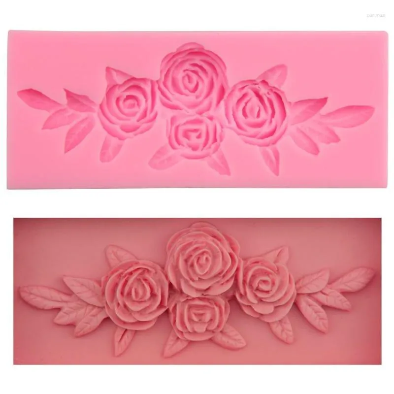 Baking Moulds Craft Flower Rose & Leaf Silicone Fondant Cake Mold Cupcake Jelly Candy Chocolate Molds Soap Tools