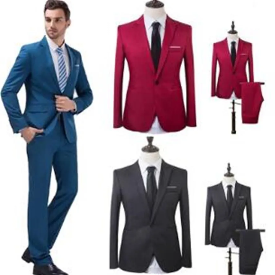 Mannen Trouwpak Mannelijke Blazers Slim Fit Pakken Voor Mannen Kostuum Business Formele Party Formele Werkkleding Pakken Jas pants284o