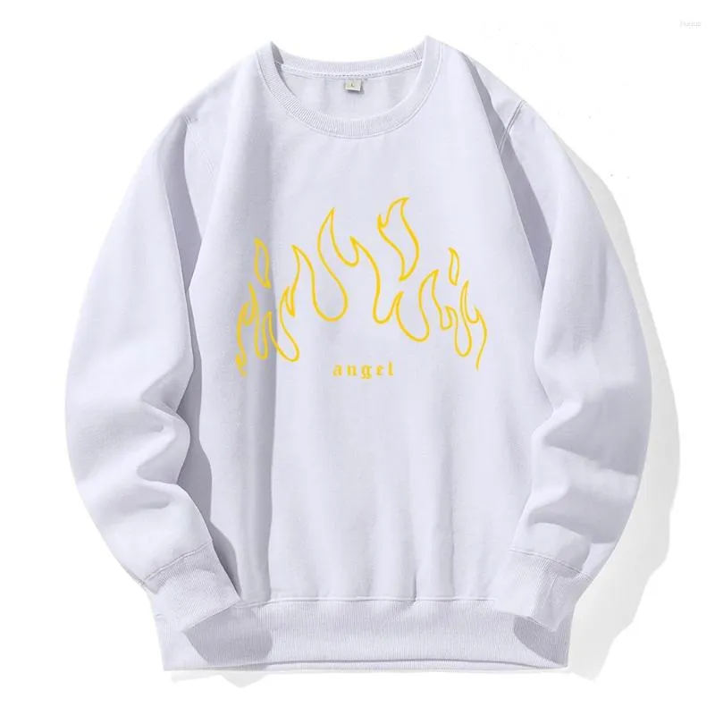 Men s Hoodies Angel Yellow Fire Printing Mens Hoody Image Novelty Fashion Hooded Casual Loose O Neck Sweatshirts Daily Basic All Match