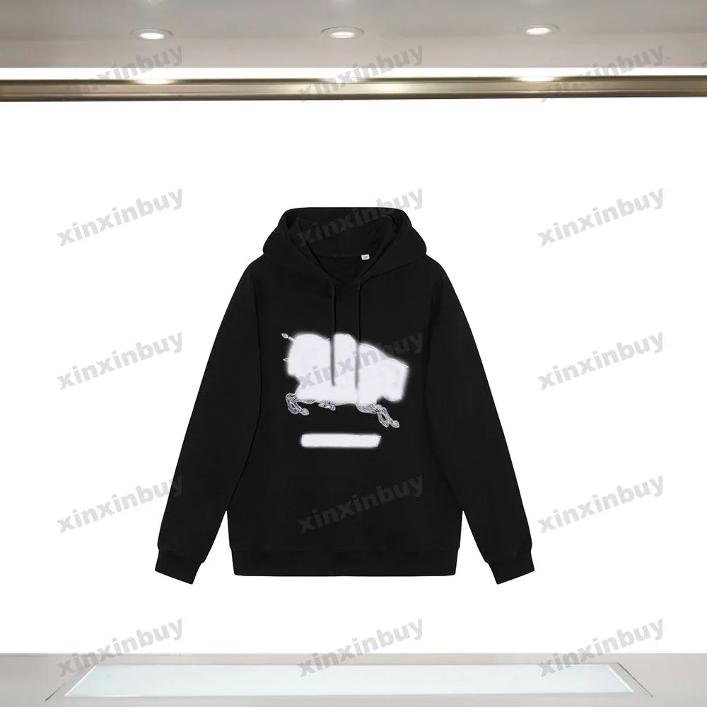 xinxinbuy Men women designer Sweatshirt Hoodie Horse embroidery sweater blue black white XS-L