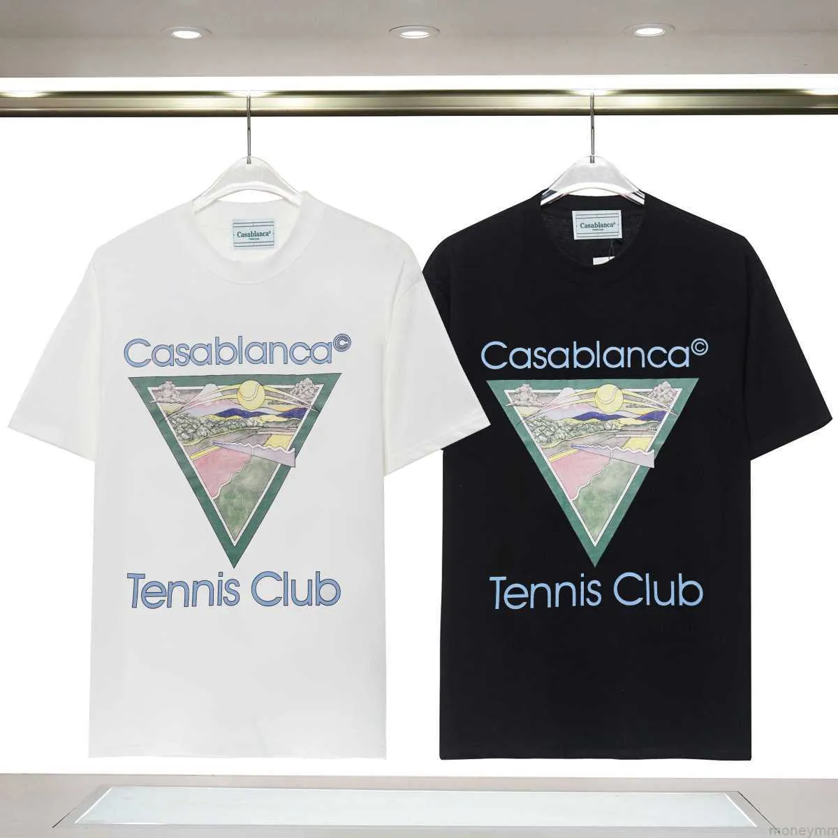 Casa Designer Fashion Clothing Tees Tshirts 2023 Primavera/verão Novo Casablanca Tennis Club Field Manga Curta T-shirt Masculino Feminino Ins