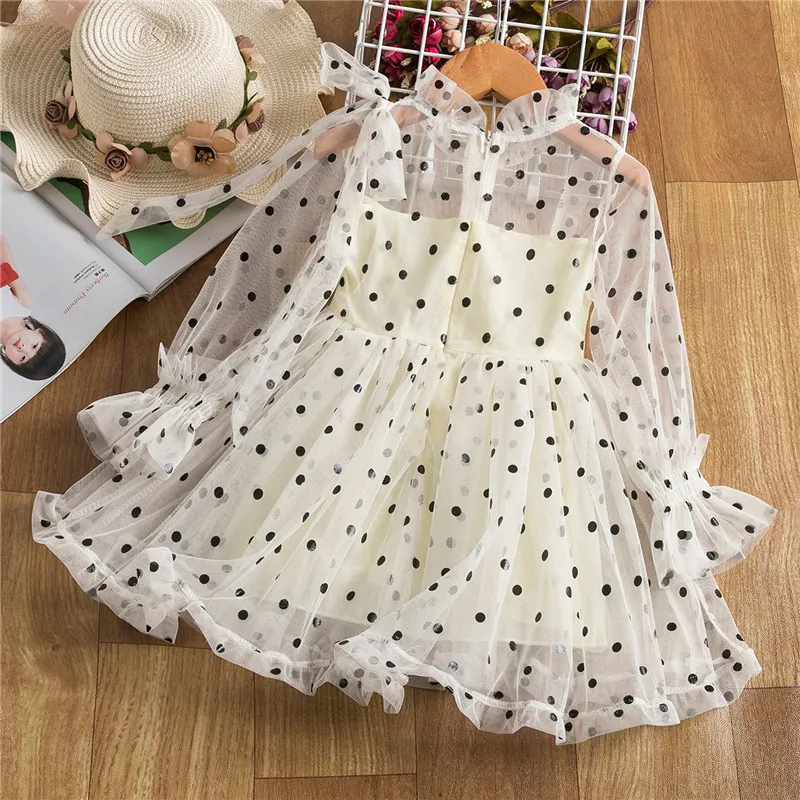 3-8 ans filles princesse dentelle Tutu robe pour fête vacances casual filles Cosume printemps enfants à manches longues robe en maille pour les enfants