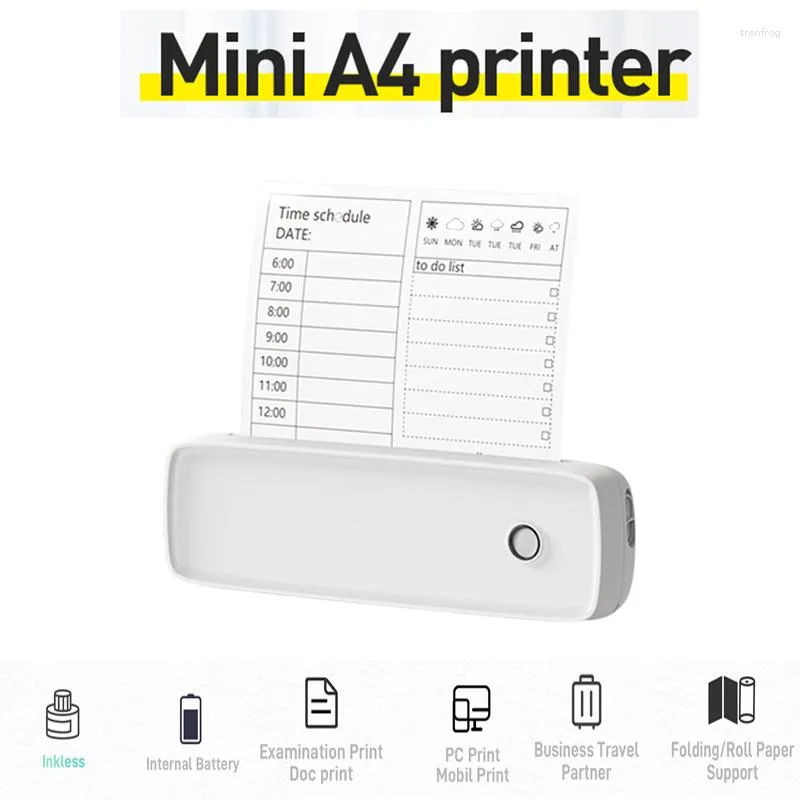 Mini Drukarka termiczna A4 Paper PO Portable 203dpi kompatybilny z Bluetooth 2600 mAh dla pracy w biurze biznesowym dom