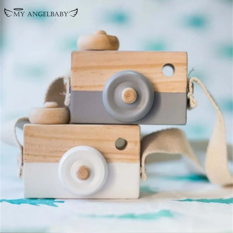 Cámaras de juguete Cute Nordic Hanging Wooden Camera Toys Kids Toy Gift 9.5 * 6 * 3 cm Decoración de la habitación Artículos de decoración Juguetes de madera para niños 230721